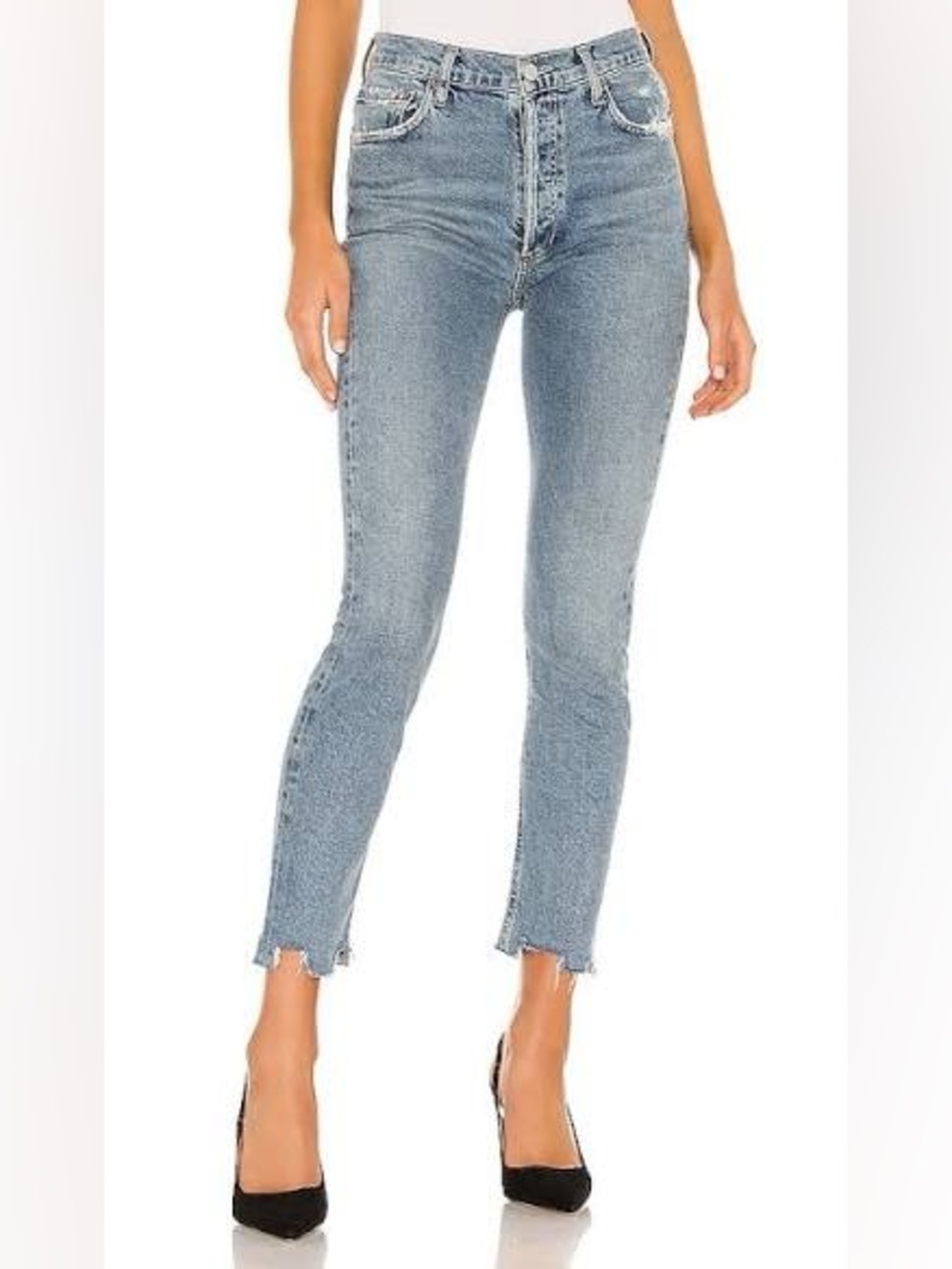 Agolde Nico High Rise Slim Jeans from Revolve in the color Rooted